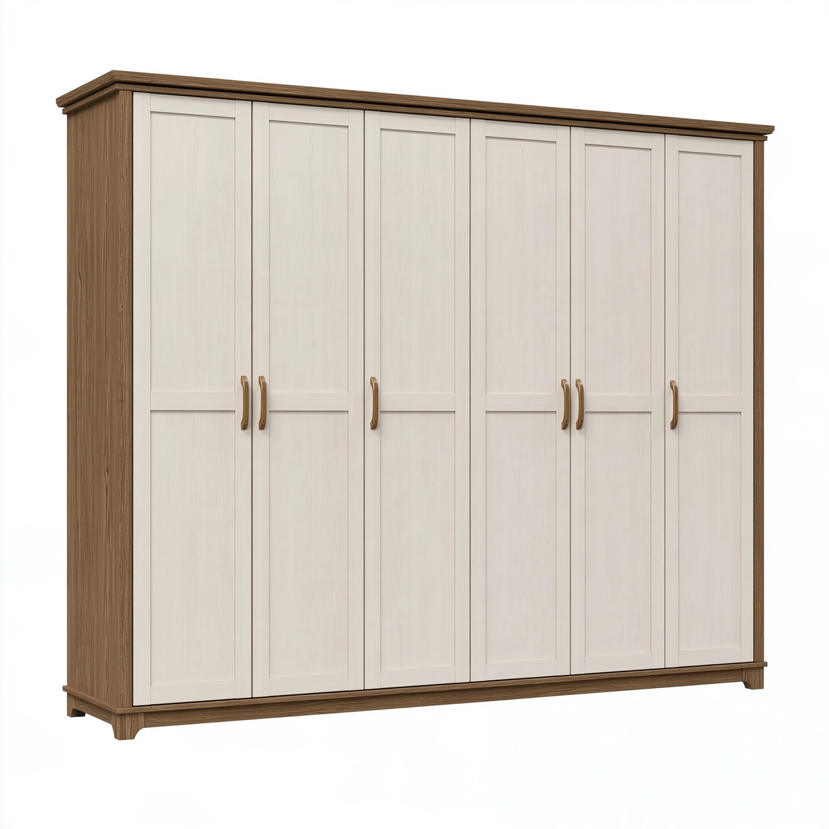 Armadio guardaroba 270 x 60 x 220 cm in legno ingegnerizzato bianco e marrone - 6 ante stile classico