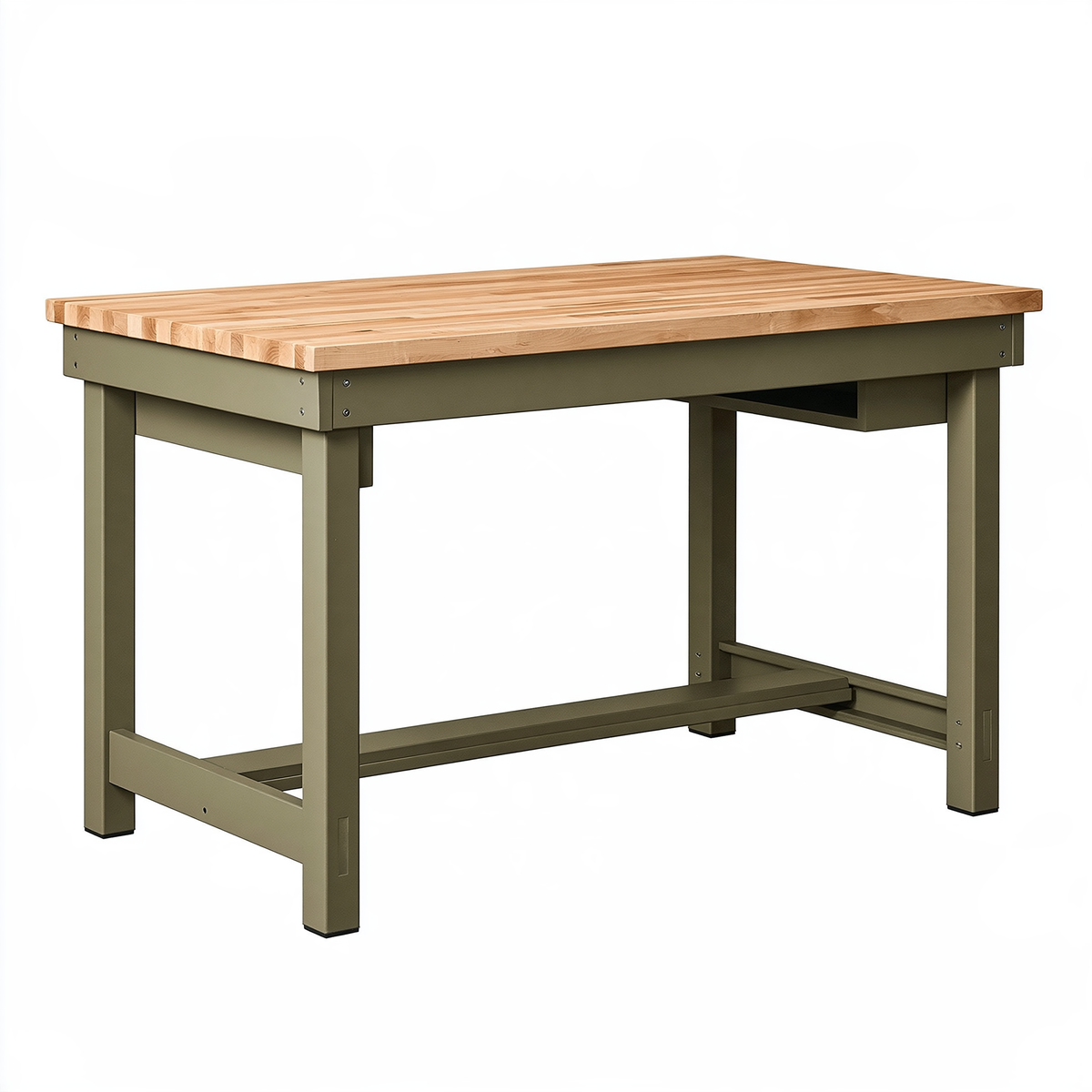 Banco da lavoro 152 x 76 x 91 cm in legno e metallo verde oliva stile industriale