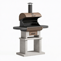 Barbecue a carbone 120 x 65 x 190 cm in acciaio nero e marrone con cappa e griglie regolabili