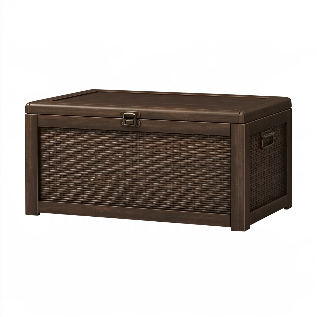 Cassapanca da esterno 120 x 60 x 65 cm in resina intrecciata marrone - contenitore con coperchio