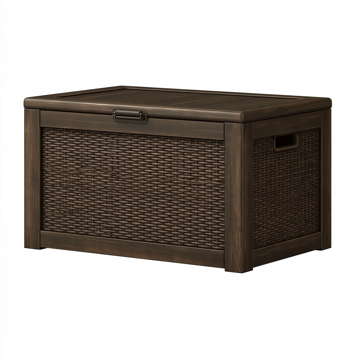 Cassapanca contenitore 80 x 45 x 50 cm marrone in materiale sintetico intrecciato per esterno