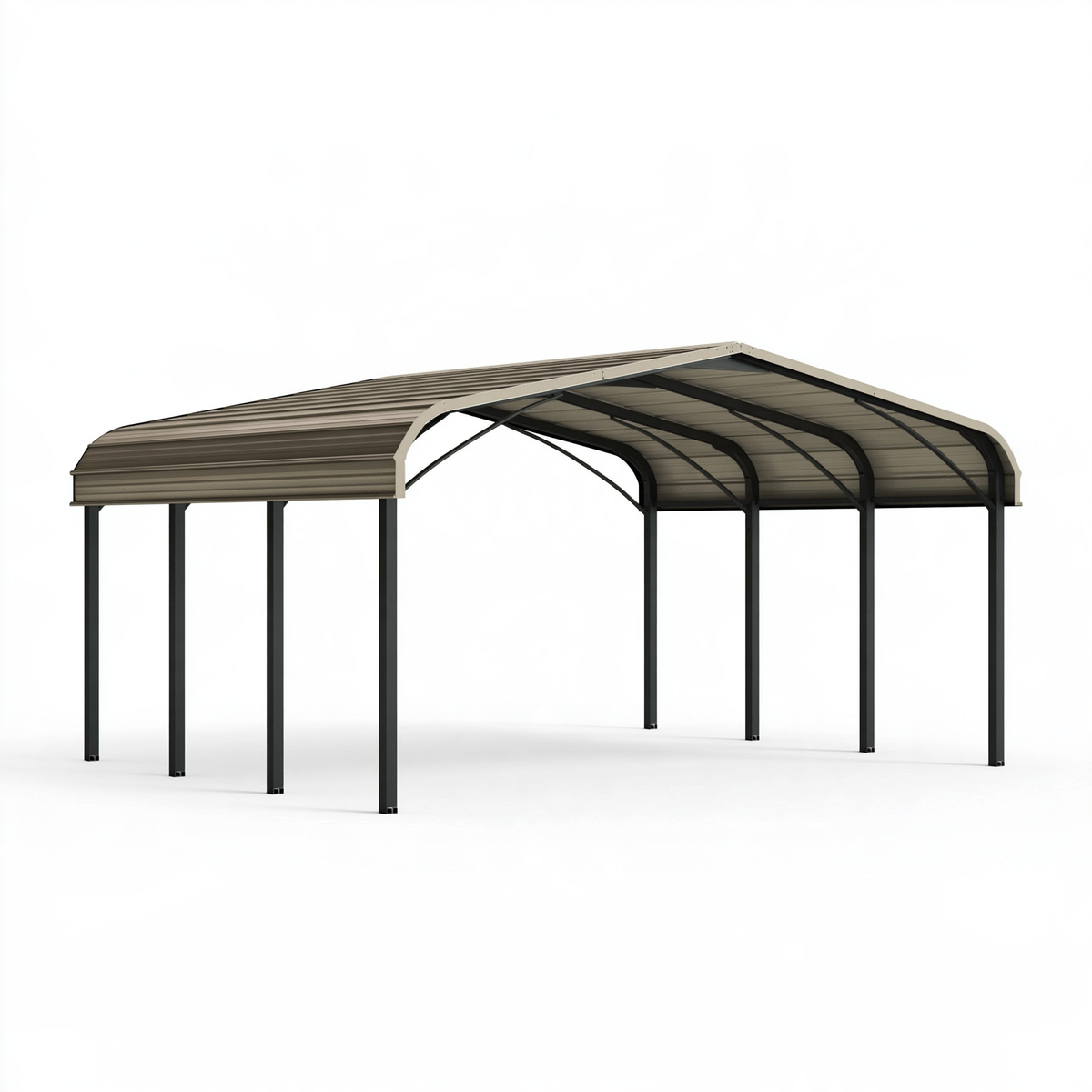 Tettoia auto 600 x 300 x 260 cm in acciaio grigio e nero - copertura curva per esterno