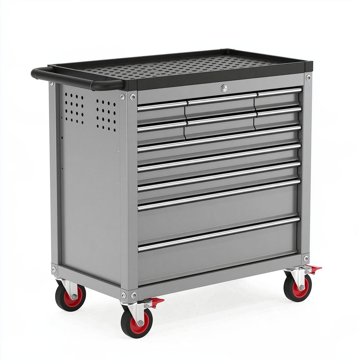Carrello portautensili 76 x 46 x 97 cm in acciaio grigio con 7 cassetti e ruote