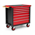 Carrello portautensili 77 x 46 x 94 cm in acciaio rosso e nero con 7 cassetti ruote e pannello portautensili